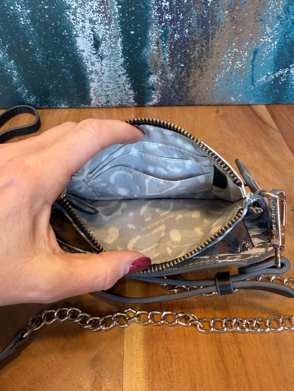 Aimee‎ Kestenberg Boho Gray/Black Phone Crossbody Dual Strap (VGUC)